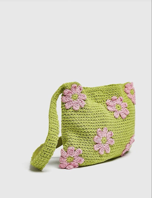 Green Crochet Tote Bag