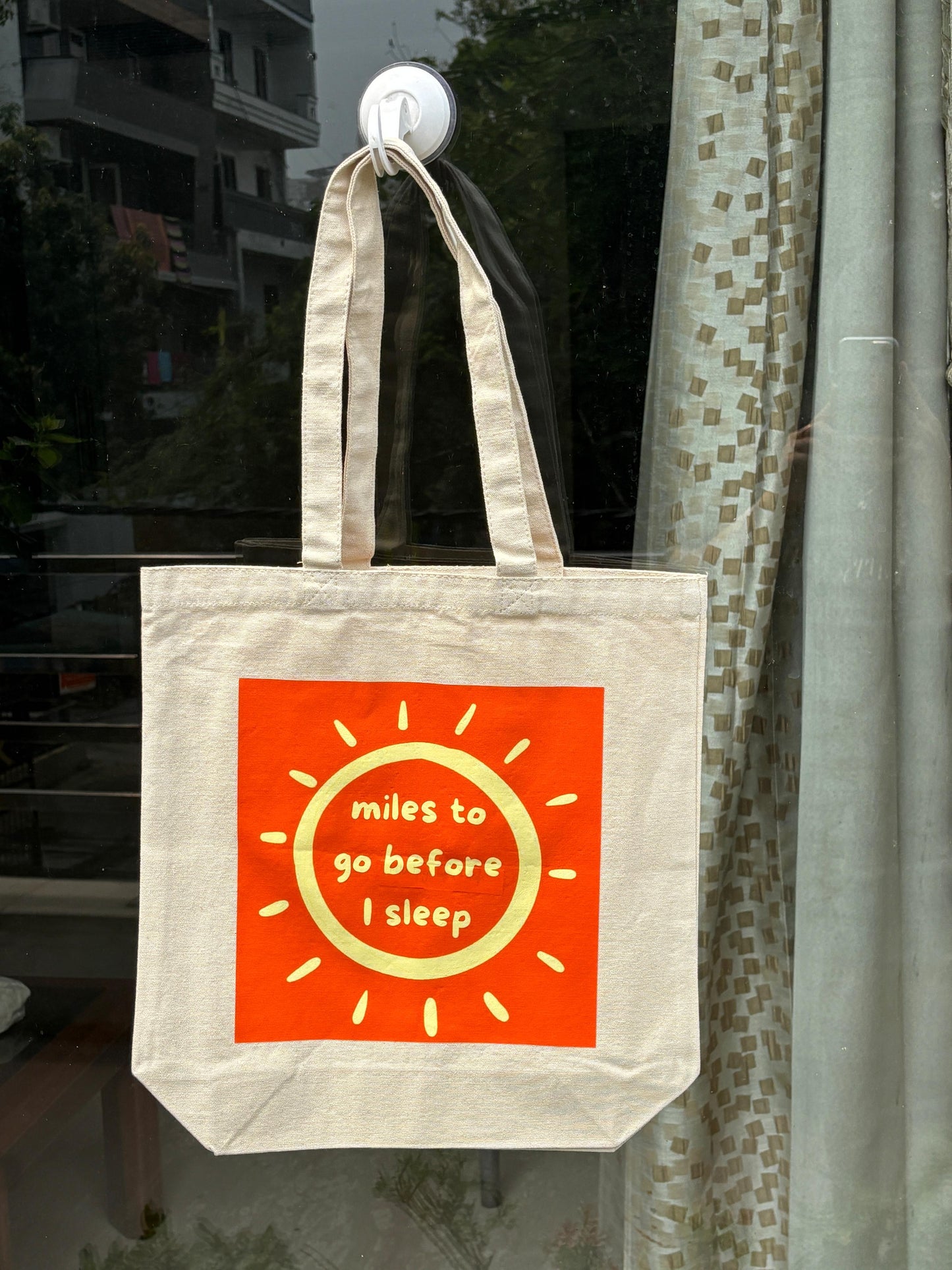 Motivational Tote Bag   :“Miles to Go Before I Sleep” Quote Print